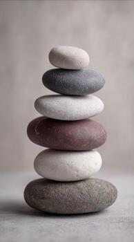 Stack of smooth stones creates a calming balance photo