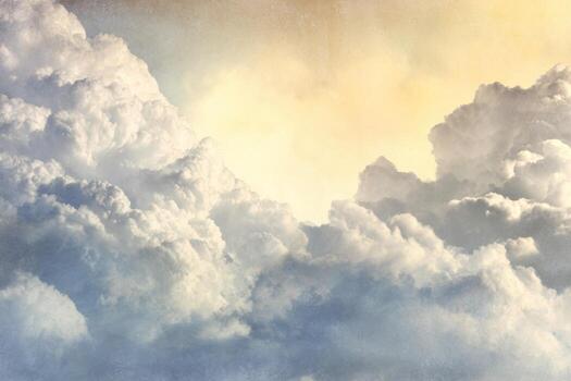 Majestic clouds illuminated by soft sunlight during dusk photo