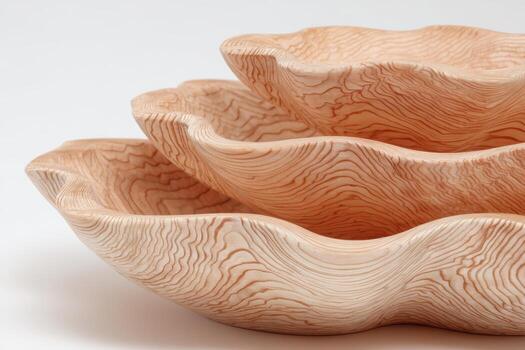 Wooden bowls in layered design showcase craftsmanship photo