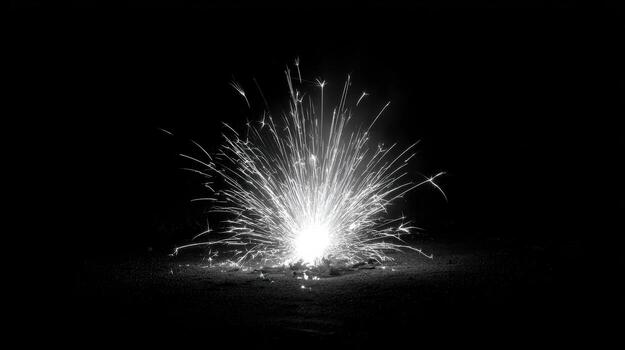 Firework display creates bright sparks in dark night photo