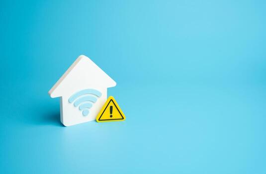 Wi-Fi issues. My home internet connection is intermittent. Concept for digital disruption, remote work problems, IT support, telecommunications, and everyday technology use. photo