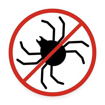 Prohibition No Tick Insect isolated Red Sign isolated on white background with shadow vector