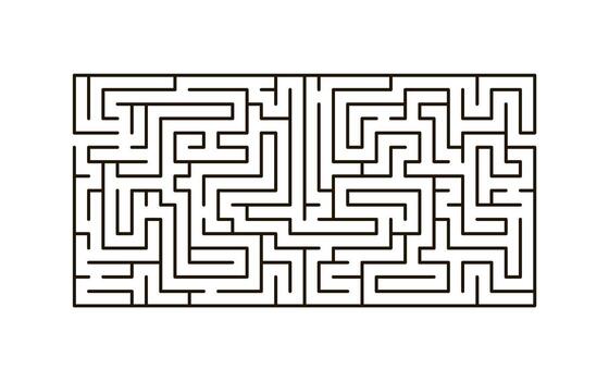 Intricate labyrinth, bending rectangle puzzle. Finding way through maze, testing their navigation skills and problem-solving abilities. illustration on white background vector