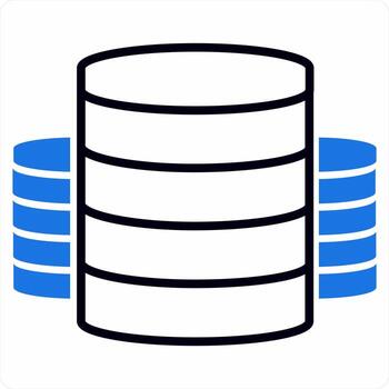 Server and database icon concept in blue color icon vector