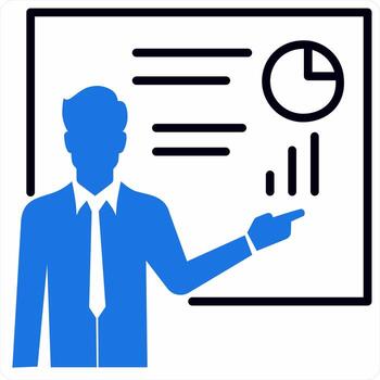 Presentation and analysis icon concept in blue color icon vector