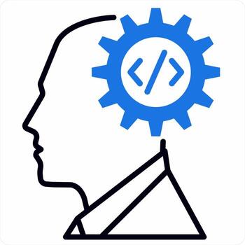 Programming and coding icon concept in blue color icon vector