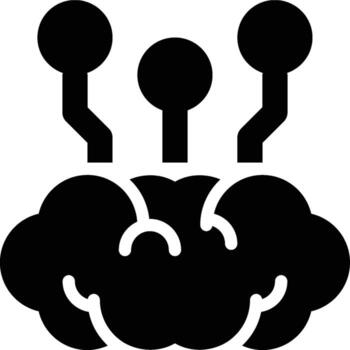 Artificial Intelligence, AI, Brain Glyph Solid Icon vector