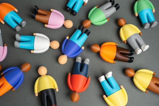 A top-down view of a multitude of human figures. Society and communities. Marketing and customers. Data analysis, audience segmentation, and consumer demographics photo