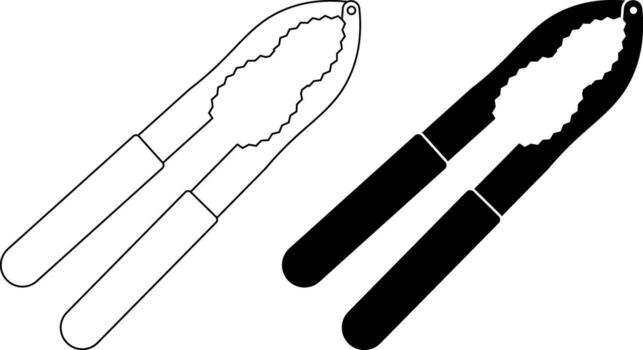 contorno silueta cangrejo galleta o cascanueces icono conjunto vector