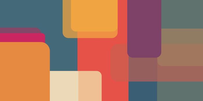 Abstract composition featuring overlapping rounded rectangles in muted color palette design style vector