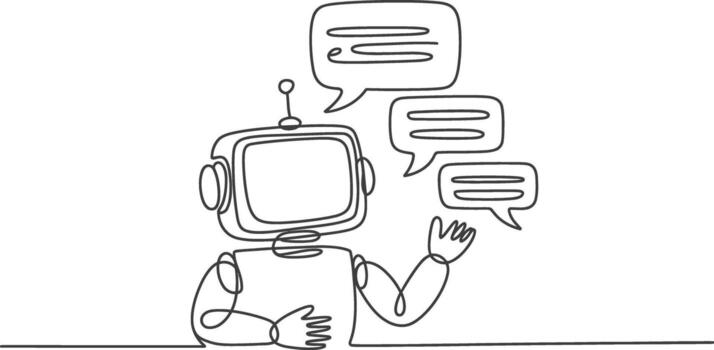 Ai robot chatbot communication technology automation support system line vector