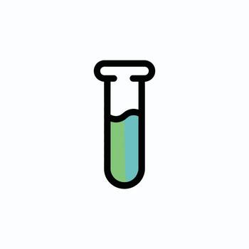Minimalist Icon of a Test Tube with a Gradient Green and Blue Liquid a Simple Line Drawing on a White Background vector