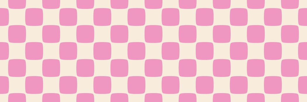 Abstract groovy seamless pink rounded checkered background. Retro gingham pattern with warm tones, perfect for kitchen textiles, picnic tablecloths, graphic design and digital textures vector
