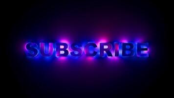 prenumerera neon text slinga med vibrerande trogen lutning glöd effekt. looped animation. 3d tolkning video