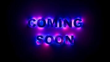 komt eraan spoedig neon helling gloed tekst lus met levendig futuristische verlichting. lusvormige animatie. 3d renderen video