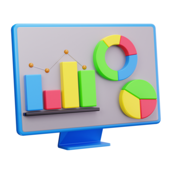3D Analytics Dashboard Computer Screen Icon png