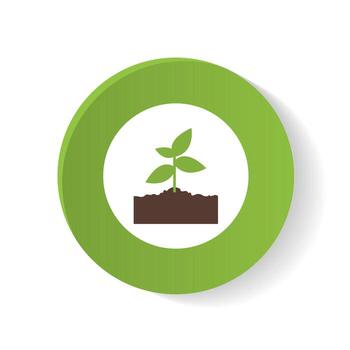 A green ecology icon features a sprouting plant symbolizing environmental conservation efforts. This design highlights the importance of nurturing nature and promoting planet-friendly practices. vector