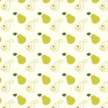 This vibrant pattern showcases a collection of fruit icons, including pears, arranged neatly against a soft light background. vector