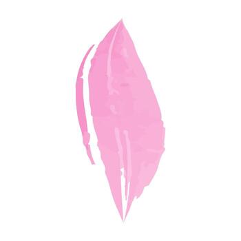 A simple drawing depicts a single flower petal with a light pink watercolor texture. The petal is isolated against a plain white background. vector