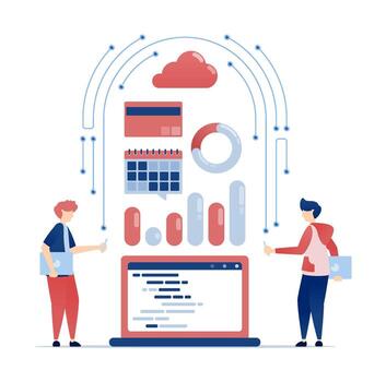 Data visualization and cloud computing illustration vector