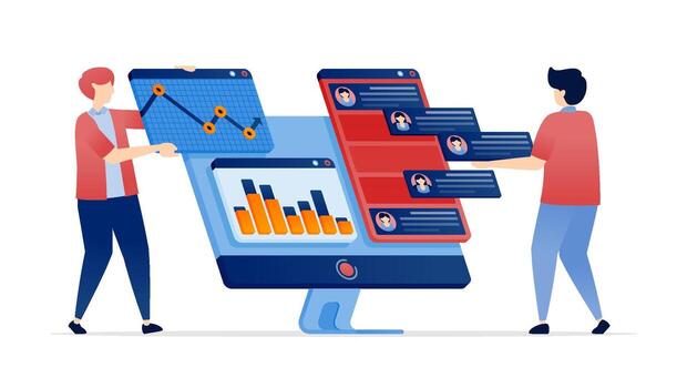 seleccionando candidatos en trabajo vacantes con en línea reclutamiento encuesta y examen evaluación en computadora monitor vector