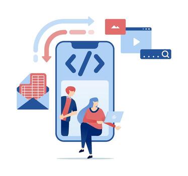 Mobile app development illustration vector