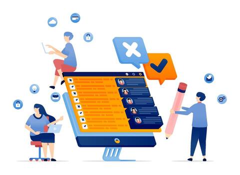 Digital workspace collaboration illustration vector