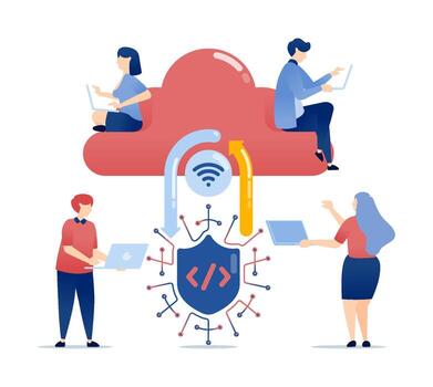 Cloud computing data security illustration vector