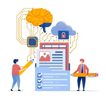 AI and data management illustration vector
