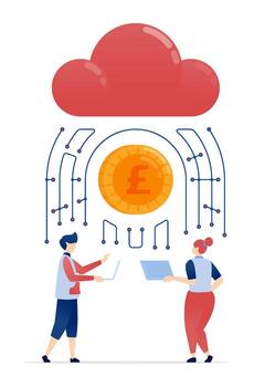 Cloud computing with digital currency illustration vector