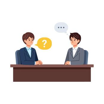 Anxious job applicant nervously awaiting feedback during interview process vector