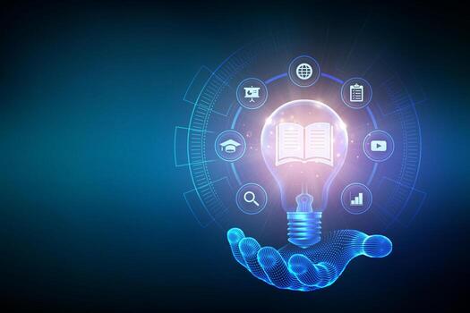Light bulb symbolizing digital learning vector
