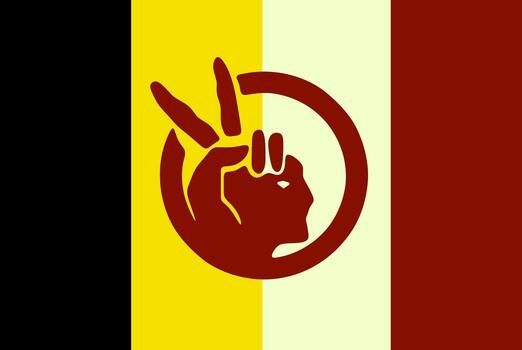 Flag of the American Indian Movement Red and Yellow Banner with Hand Symbol, Representing Native American Pride, Unity, and Resistance vector