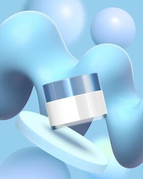 Cream jar with abstract shapes background vector