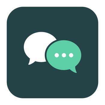 Chat bubbles icon on dark green background representing communication and messaging vector