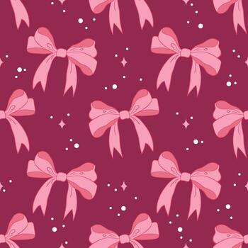 Victorian pattern with pink ribbons a coquette seamless pattern for elegant design vector