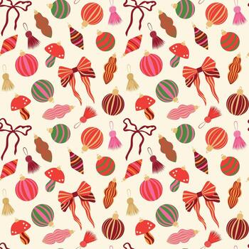 Colorful ornaments and bows pattern vector