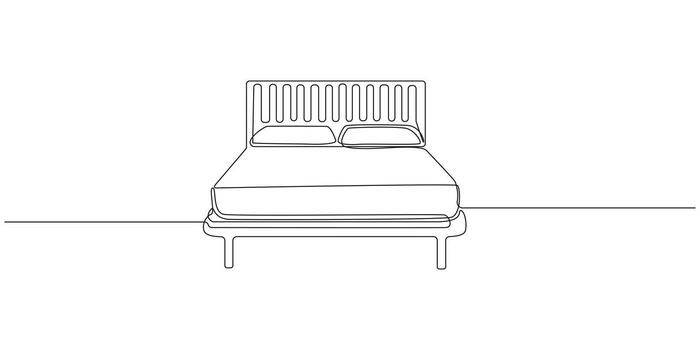 Continuous Line Drawing of a Minimalist Bed vector