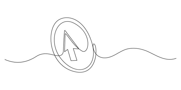 Continuous Line Drawing of Email Symbol with Mouse Cursor, vector