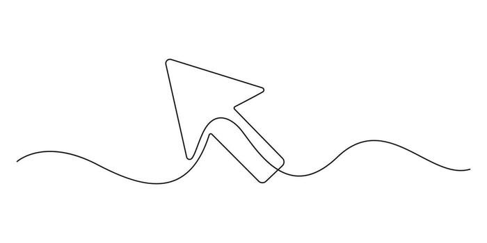 continuo línea dibujo de un ratón cursor flecha vector