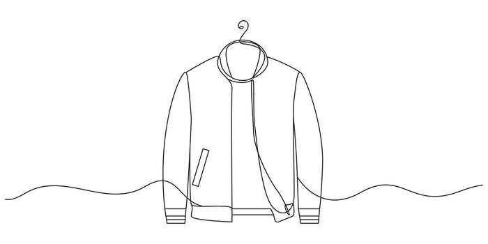 continuo línea dibujo de un fumador chaqueta, minimalista uno línea Arte de un casual chaqueta, vector