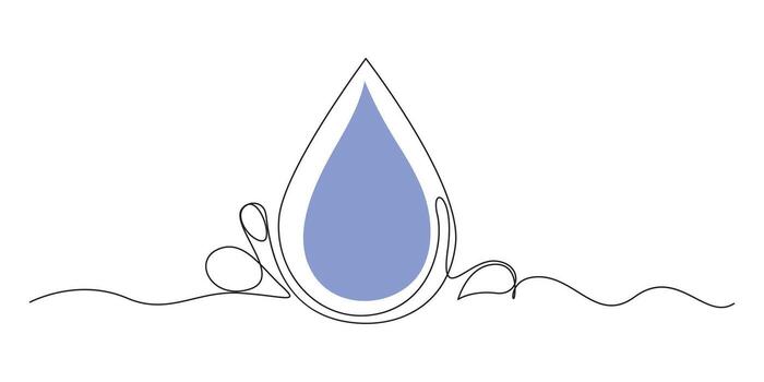 continuo línea Arte de un agua soltar salpicaduras dentro agua, vector