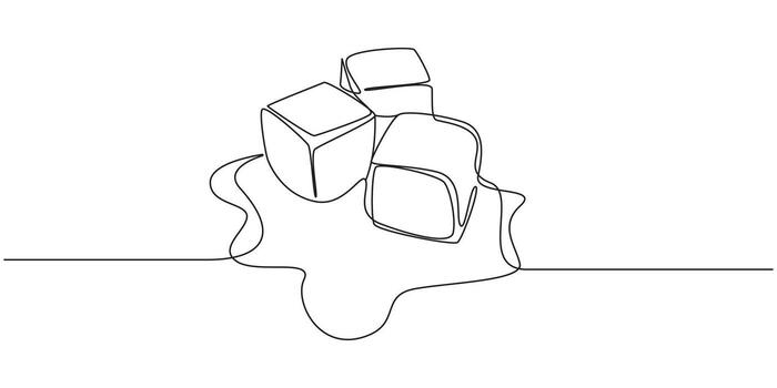 Continuous Line Drawing of Melting Ice Cubes vector