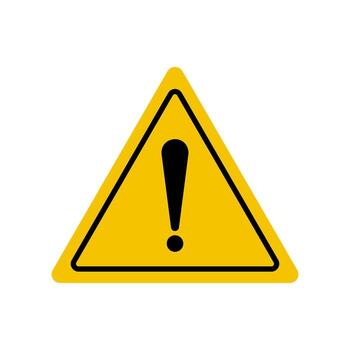 Yellow triangular warning sign with exclamation mark symbol for caution and safety information graphics vector