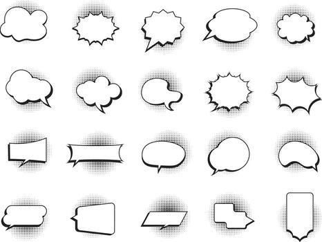 20 elemento conjunto de habla y pensamiento burbujas para cómic y comunicación diseño en contorno minimalista estilo vector