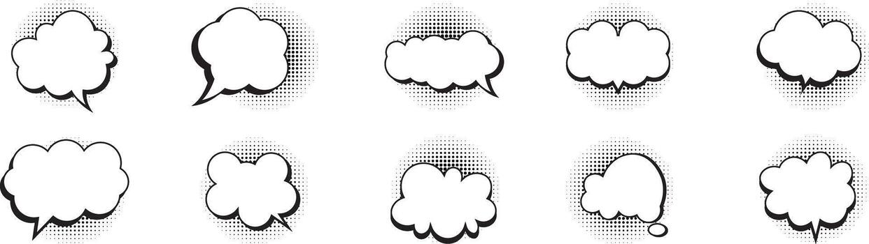 conjunto de resumido cómic habla burbujas para creativo popular Arte y dibujos animados diálogo diseño proyectos vector