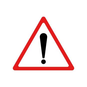 Warning sign with exclamation mark in red triangle illustration for caution and alert design use vector
