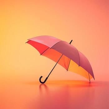 Vibrant Multicolored Open Umbrella with a Reflective Surface and Warm Gradient Background photo