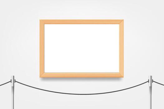 Blank portrait frame on the wall. 3d mockup vector