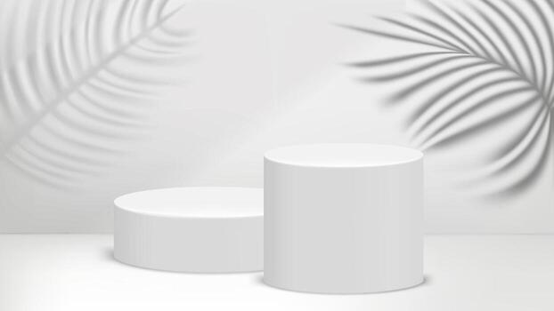 White circular display stands with shadows vector